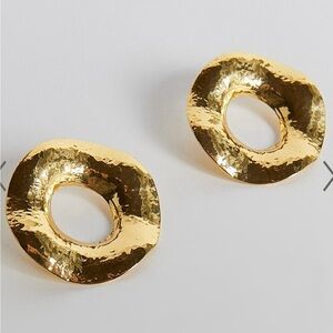 NWT Women's Gold Textured Metal Circular Design Party Earrings Jewelry
